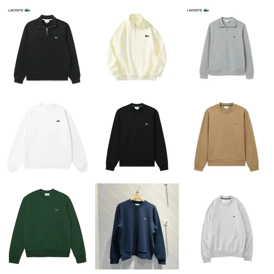 LACOSTE Classic Crewneck & Quarter-Zip Sweatshirts [9 styles] — Hoodies and Sweaters find
